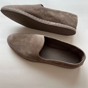 Vince Women’s Suede Flats Slip-On Loafer Shoes Neutral Gray Taupe size US 7.5